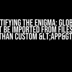 Demystifying the Enigma: Global CSS cannot be imported from files other than Custom <App>